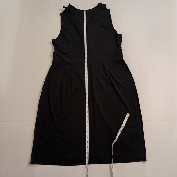 London Times Women’s Black Ruffle V-Neck Collar Dress Size 14 - Picture 12 of 15